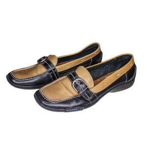Sesto Meucci Loafers Slip On Two Tone Black Brown Leather 7M
